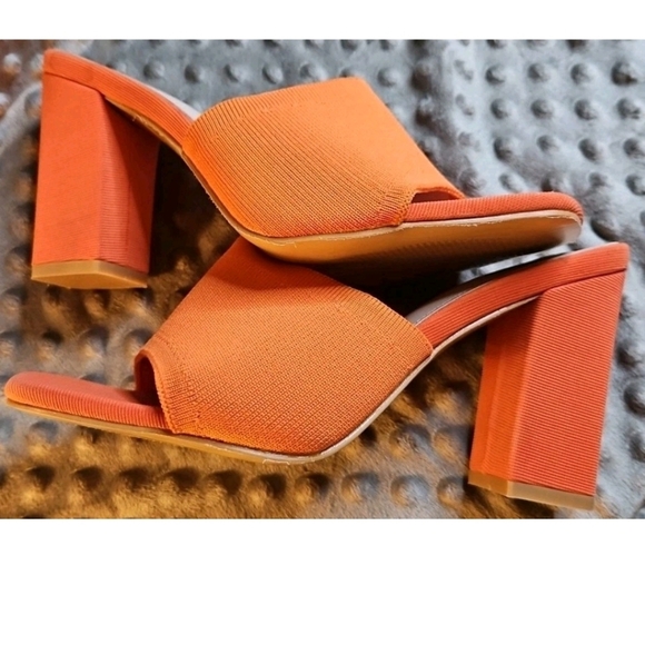 Women's Orange Cuccoo Block Heel Square Toe Slide Shoes Size 38 EU Pre-owned - Picture 3 of 12